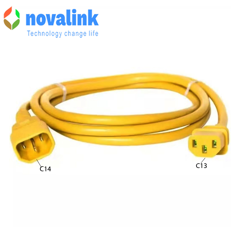 D&acirc;y nguồn C13 to C14 d&agrave;i 1m m&agrave;u v&agrave;ng tiết diện 16AWG c&ocirc;ng xuất 13A  m&atilde; NV-52002Y ch&iacute;nh h&atilde;ng novalink